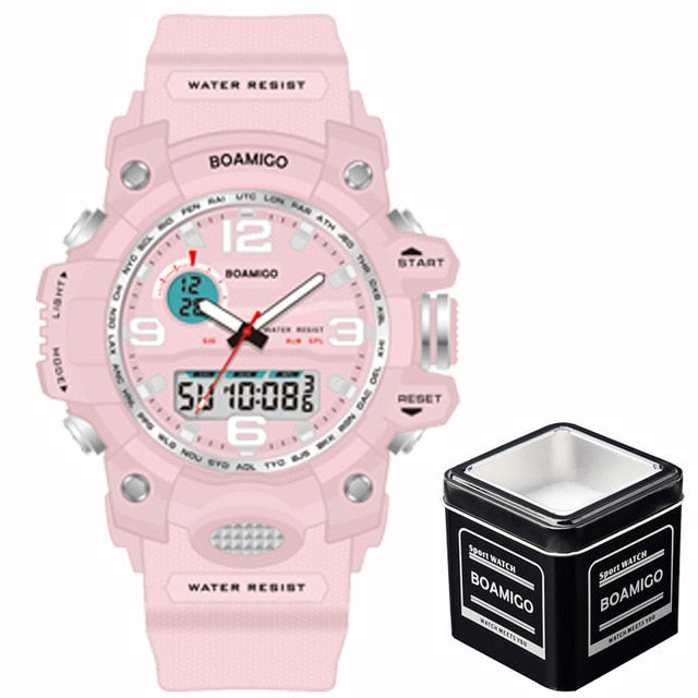 BOAMIGO Brand Watches Women Sports Watches Fashion Ladies Quartz Wrist Watches White Swim Digital shock Clock Relogio Feminino