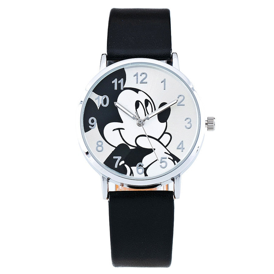Relogio Feminino Mickey Mouse Women Watches Fashion Casual Cartoon Children Girl Boy Watch Kids Leather Quartz Wrist Watches