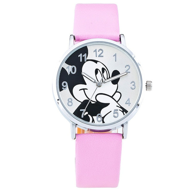 Relogio Feminino Mickey Mouse Women Watches Fashion Casual Cartoon Children Girl Boy Watch Kids Leather Quartz Wrist Watches