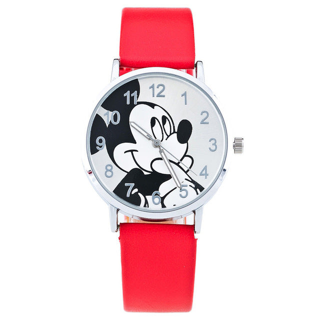 Relogio Feminino Mickey Mouse Women Watches Fashion Casual Cartoon Children Girl Boy Watch Kids Leather Quartz Wrist Watches