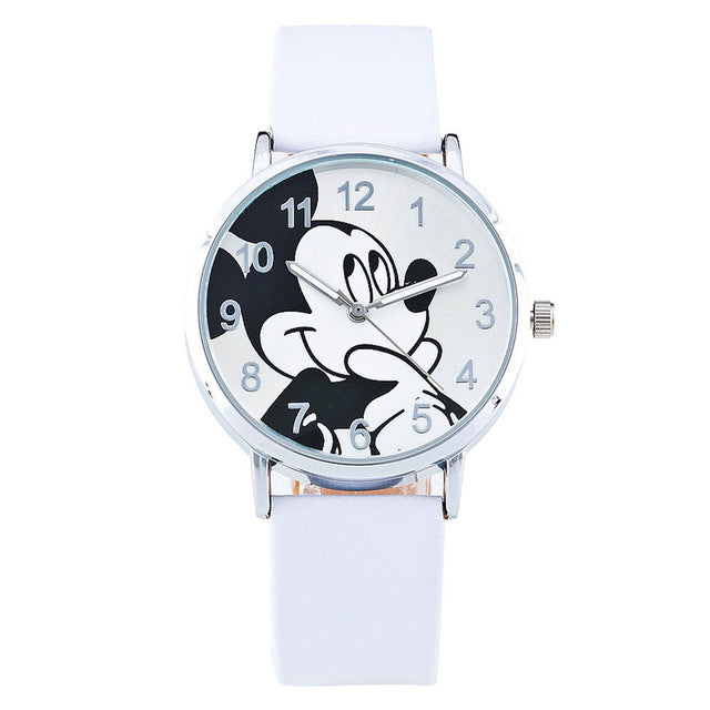 Relogio Feminino Mickey Mouse Women Watches Fashion Casual Cartoon Children Girl Boy Watch Kids Leather Quartz Wrist Watches