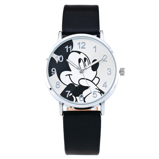 Relogio Feminino Mickey Mouse Women Watches Fashion Casual Cartoon Children Girl Boy Watch Kids Leather Quartz Wrist Watches
