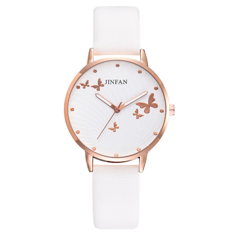 Printed butterfly luxury women fashion watches simple female dress wristwatches classical design ladies quartz leather watch