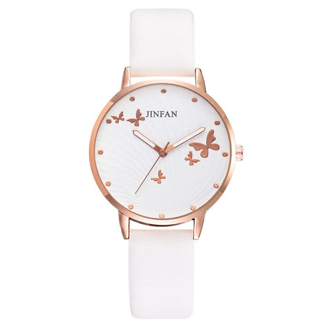 Printed butterfly luxury women fashion watches simple female dress wristwatches classical design ladies quartz leather watch