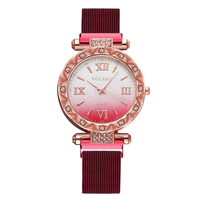 Creative Dial Magnetic Watch Women Silver Fashion Clock Ladies Luxury Diamond Female Dress Quartz Wristwatches relogio feminino