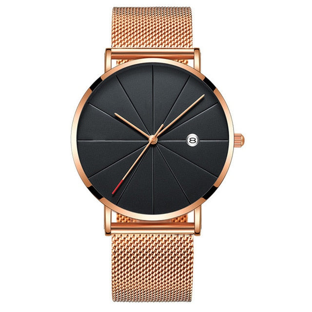 Simple Men's Watch 2019 Stainless Steel Mesh Band Watches Classic Quartz Date Wristwatch Casual Luxury Masculino Relogios