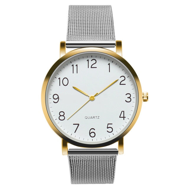 Unisex Simple Business Fashion Steel Strip Quartz Wrist Watch Watch Men Fashion Sport Quartz Clock Mens Watches Brand Luxury F30