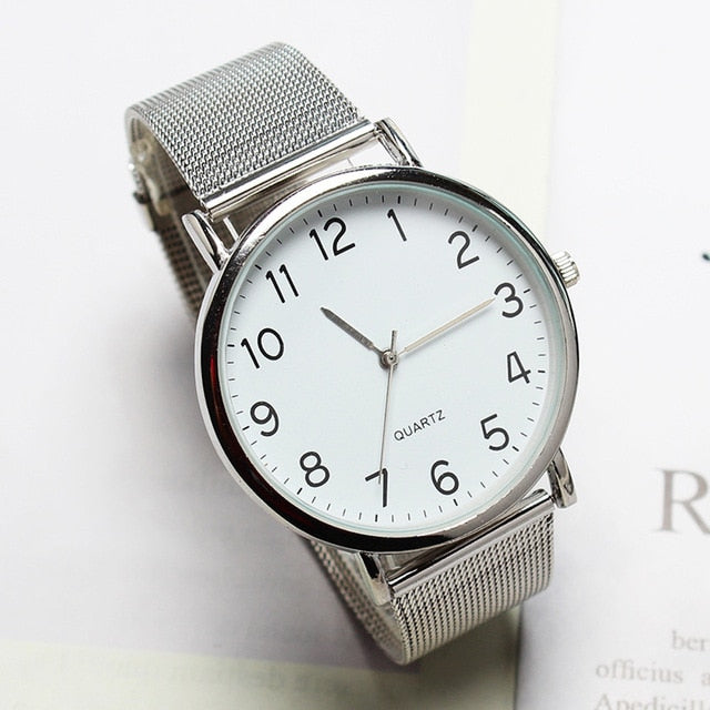 Unisex Simple Business Fashion Steel Strip Quartz Wrist Watch Watch Men Fashion Sport Quartz Clock Mens Watches Brand Luxury F30