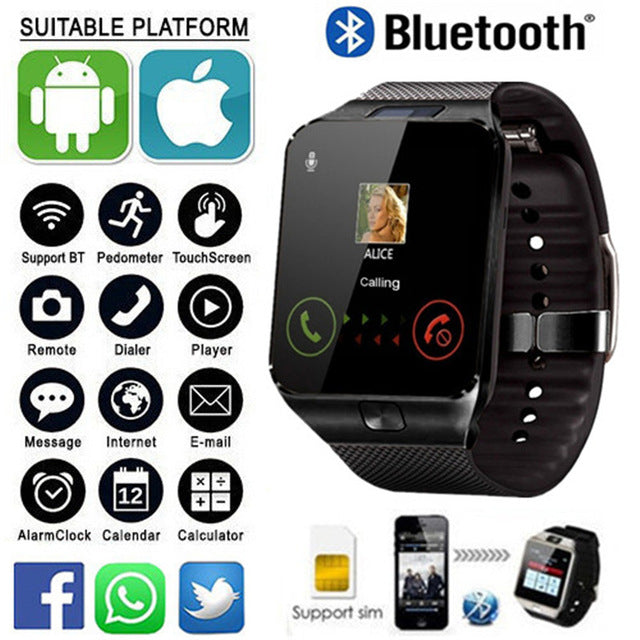 2018 New Design Electronic Intelligent Sport Gold Smart Wristwatch DZ09 Pedometer For Women Men Unisex Clock watch men dw reloj