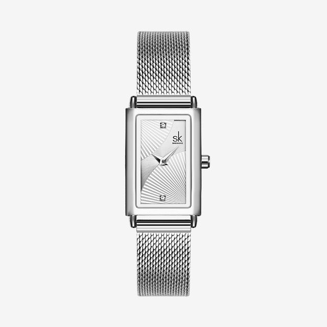 Unique Women Square Watch Rose Gold Lady Elegant Wristwatch SHENGKE Brand Minimalism Casual Dress Watch for Female Gift Clock