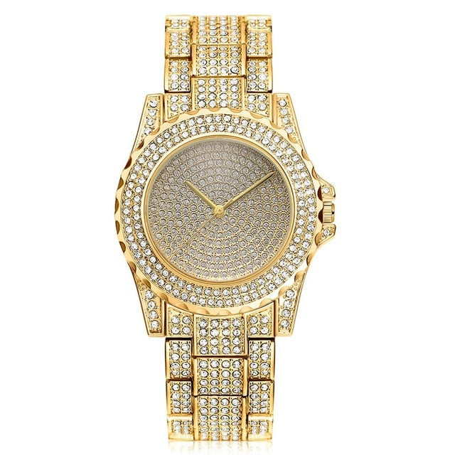 Women Quartz Watch Fashion Bling Casual Ladies Watch Female Quartz Gold Watch Crystal Diamond For Women Clock