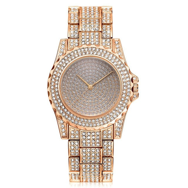 Women Quartz Watch Fashion Bling Casual Ladies Watch Female Quartz Gold Watch Crystal Diamond For Women Clock