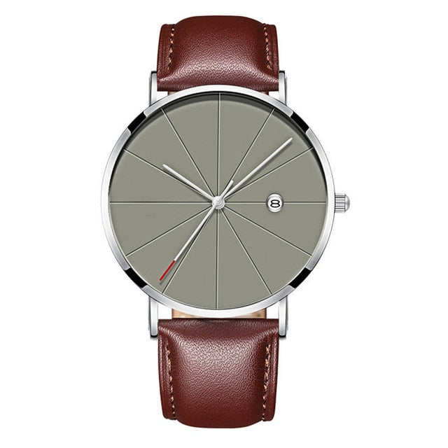 Black Men‘s Ultra Thin Watch Stainless Steel Mesh Band Leather Clock Classic Quartz Date Wristwatch Casual Relogio Masculino