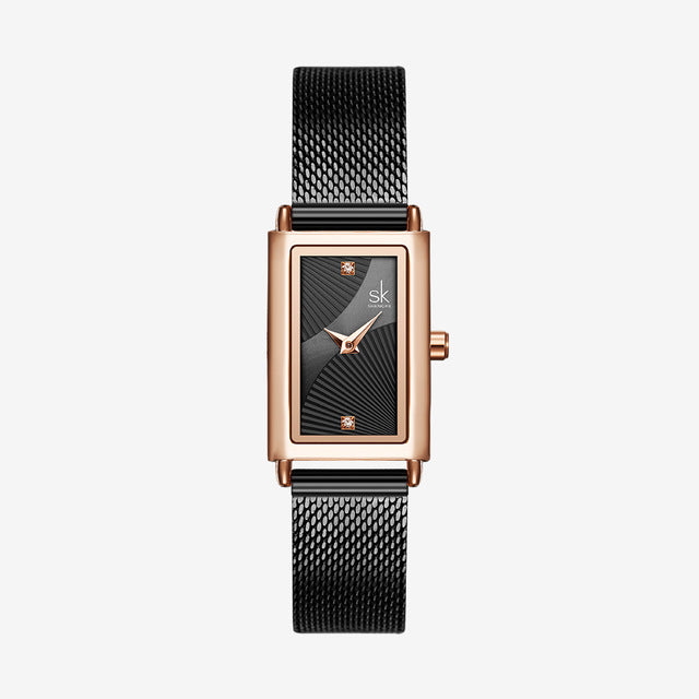 Unique Women Square Watch Rose Gold Lady Elegant Wristwatch SHENGKE Brand Minimalism Casual Dress Watch for Female Gift Clock