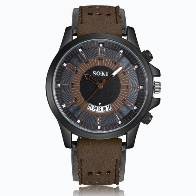 Men's watch Couple Leather Band Analog Quartz Round Business Wrist Watch Man watches mens 2019 relogios masculinos