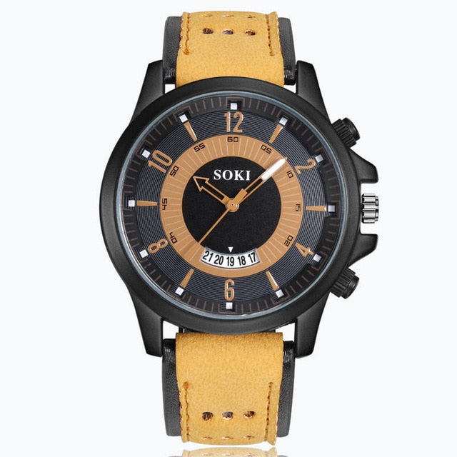 Men's watch Couple Leather Band Analog Quartz Round Business Wrist Watch Man watches mens 2019 relogios masculinos