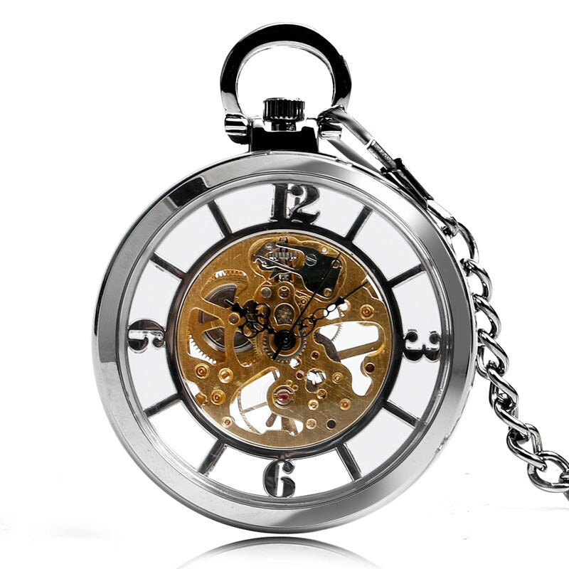 Classic Transparent Fashion Mechanical Watch Vintage Collections Arabic Numerals Fob Pocket Watches Hand Winding Men Women Gift