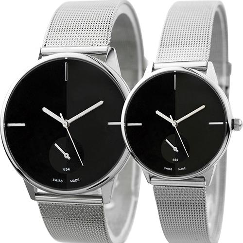 Women's Men's Classic Quartz Stainless Steel Mesh Band Wrist Watch Lover's Gift couple