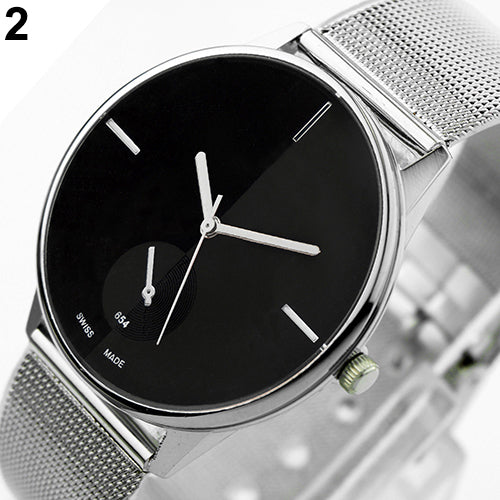 Women's Men's Classic Quartz Stainless Steel Mesh Band Wrist Watch Lover's Gift couple