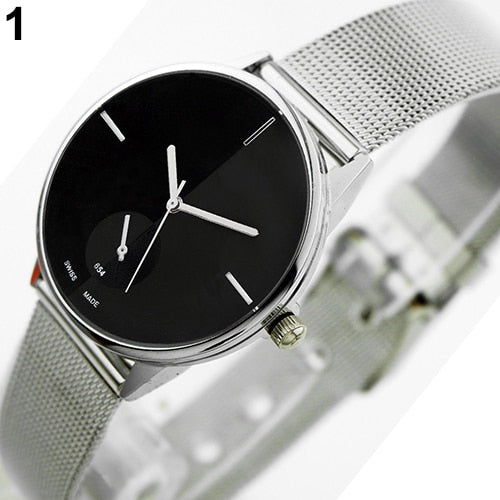 Women's Men's Classic Quartz Stainless Steel Mesh Band Wrist Watch Lover's Gift couple