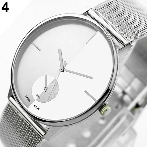 Women's Men's Classic Quartz Stainless Steel Mesh Band Wrist Watch Lover's Gift couple