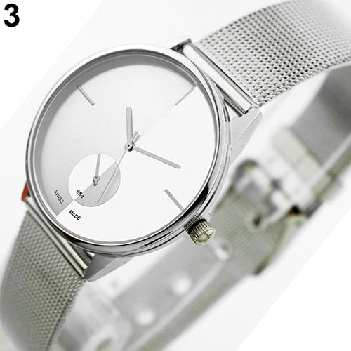 Women's Men's Classic Quartz Stainless Steel Mesh Band Wrist Watch Lover's Gift couple