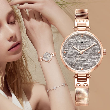 STARKING New Casual Women Romantic Starry Sky Wrist Watch Quartz Dress Watch Gift Sapphire Crystal 30mm Ultralthin Ladies Clock