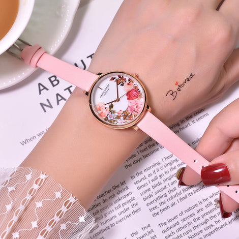 Flowers Dial Elegant Ladies Wristwatches Luxury Fashion Women Quartz Watches 2019 New Arrival Qualities Female Leather Watch