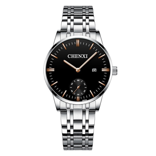 CHENXI Lover's Stainless steel Waterproof Clock Date Wristwatches Women Fashion Quartz Watches For Men Watches Send wife Gift