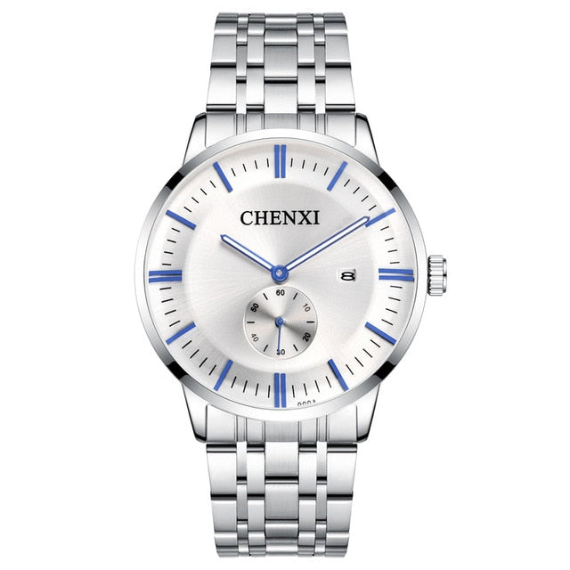 CHENXI Lover's Stainless steel Waterproof Clock Date Wristwatches Women Fashion Quartz Watches For Men Watches Send wife Gift