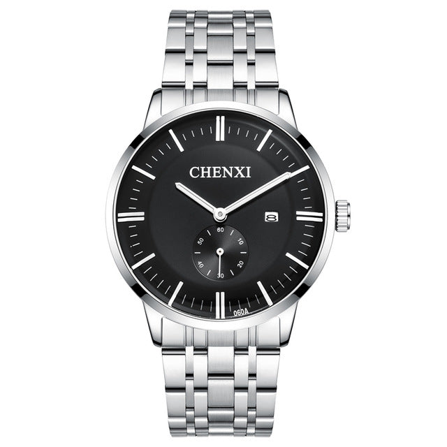 CHENXI Lover's Stainless steel Waterproof Clock Date Wristwatches Women Fashion Quartz Watches For Men Watches Send wife Gift