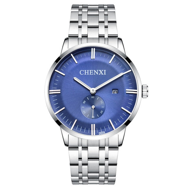 CHENXI Lover's Stainless steel Waterproof Clock Date Wristwatches Women Fashion Quartz Watches For Men Watches Send wife Gift