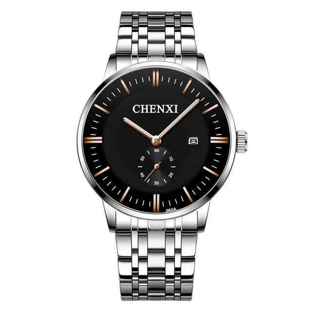CHENXI Lover's Stainless steel Waterproof Clock Date Wristwatches Women Fashion Quartz Watches For Men Watches Send wife Gift