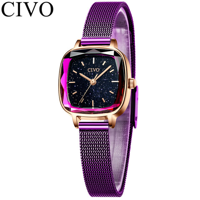 CIVO Fashion Starry Sky Watch Women Quartz Watches Ladies Top Brand Wrist Watch Female Waterproof Clock Relogio Feminino 8102