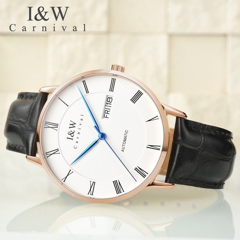 2018 CARNIVAL ROMA Collection Blue Hand Men's Mechanical Watch Top Brand Luxury High Quality Movement Business Classic Men Watch