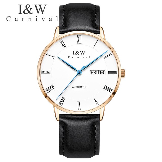 2018 CARNIVAL ROMA Collection Blue Hand Men's Mechanical Watch Top Brand Luxury High Quality Movement Business Classic Men Watch