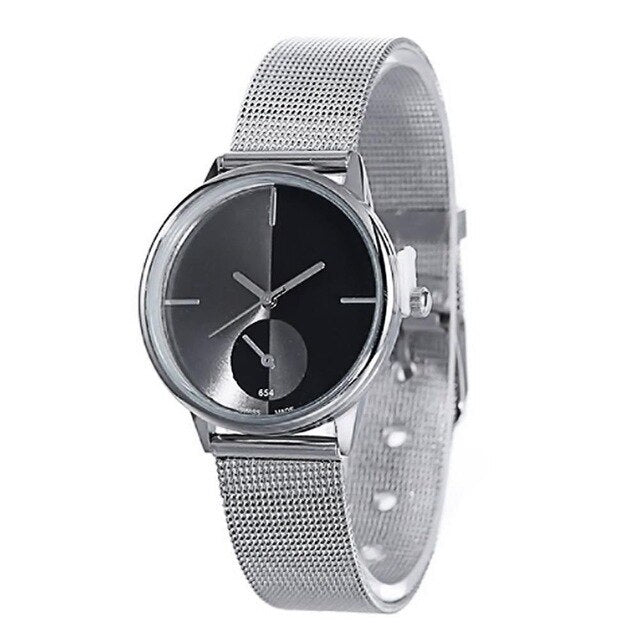 Fashion Stainless Steel Mesh Band Couple WristWatch Lover's Simple Casual  Watch  Gadget Men Unisex Gift