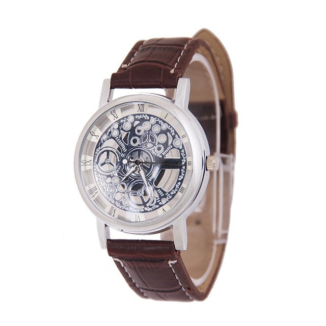 Unique Design Hollow Out Lover's Quartz Watch Couples Unisex Thin Leather Strap Casual Wrist Watch For Drop Shipping