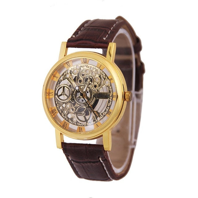 Unique Design Hollow Out Lover's Quartz Watch Couples Unisex Thin Leather Strap Casual Wrist Watch For Drop Shipping