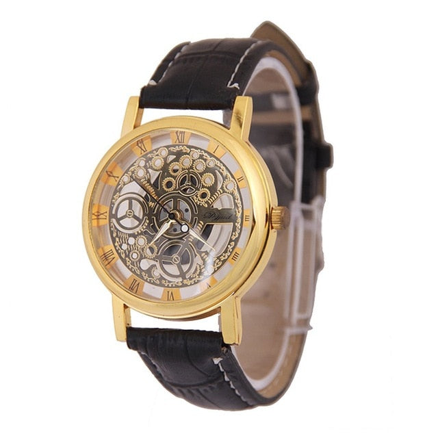 Unique Design Hollow Out Lover's Quartz Watch Couples Unisex Thin Leather Strap Casual Wrist Watch For Drop Shipping