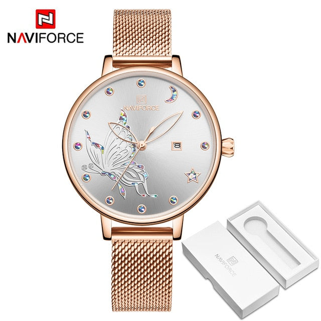 2019 NAVIFORCE Luxury Brand Women Watches Fashion Casual Quartz Ladies wrist watch Steel strap Waterproof Clock Relogio Feminino