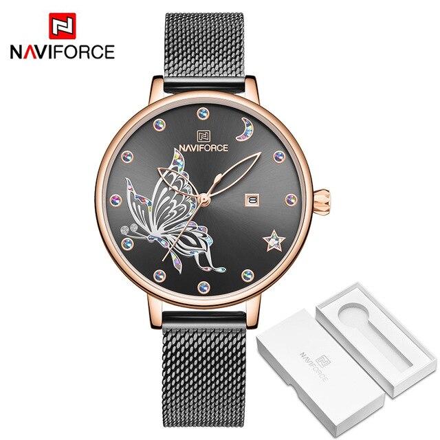2019 NAVIFORCE Luxury Brand Women Watches Fashion Casual Quartz Ladies wrist watch Steel strap Waterproof Clock Relogio Feminino