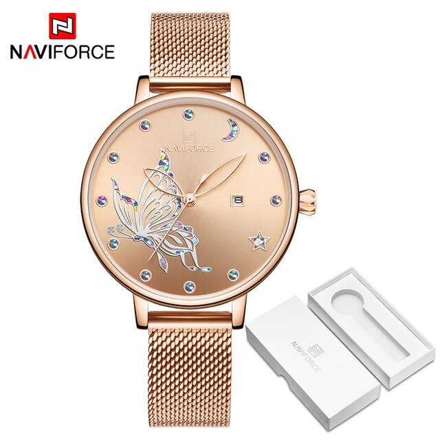 2019 NAVIFORCE Luxury Brand Women Watches Fashion Casual Quartz Ladies wrist watch Steel strap Waterproof Clock Relogio Feminino