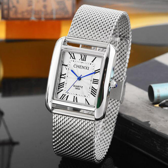 CHENXI Classic Design Rectangular Men Watches Luxury Brand Stylish Stainless Steel Watch Men Dress Wristwatch Reloj Hombre
