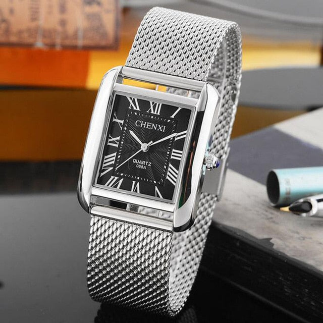 CHENXI Classic Design Rectangular Men Watches Luxury Brand Stylish Stainless Steel Watch Men Dress Wristwatch Reloj Hombre
