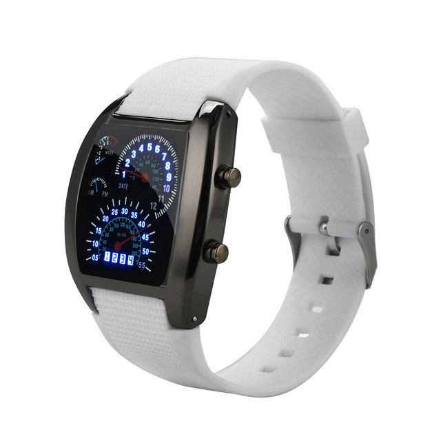 2019 Top luxury Sport watches electronic digital clock men light LED Turbo speedometer Sport car dial meter zegarek sportowy