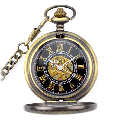 Vintage Fashion Casual Stars Collections Mechanical Hand Wind Pocket Watch Chain Clock Classical