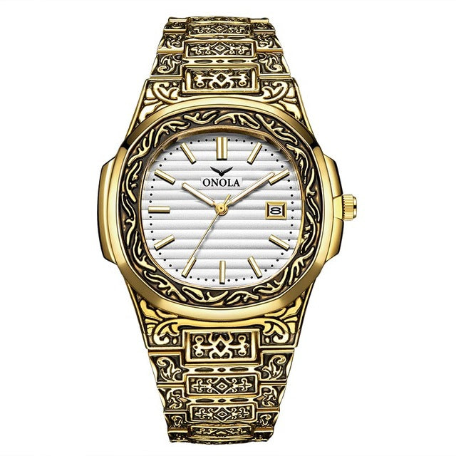 Top Brand ONOLA Men Quartz Watch Fashion Classic Design Simple Luxury Mens Watches Stainless Steel Gold Waterproof Wristwatch