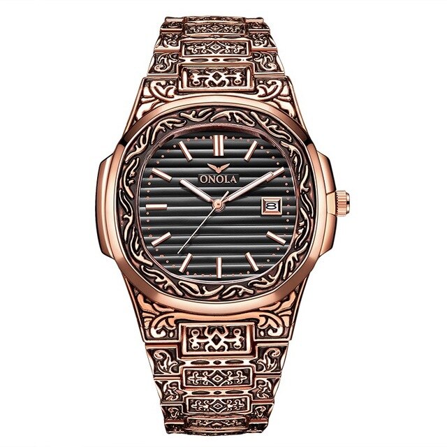 Top Brand ONOLA Men Quartz Watch Fashion Classic Design Simple Luxury Mens Watches Stainless Steel Gold Waterproof Wristwatch