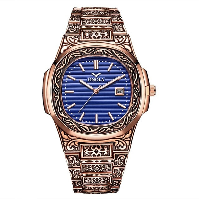 Top Brand ONOLA Men Quartz Watch Fashion Classic Design Simple Luxury Mens Watches Stainless Steel Gold Waterproof Wristwatch